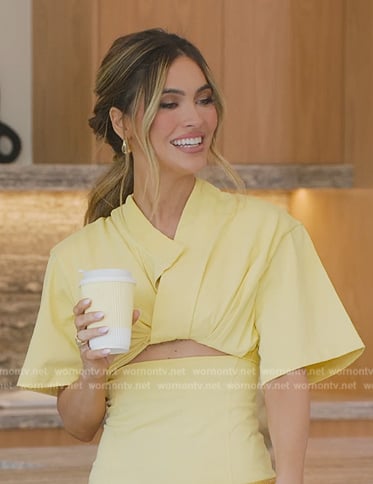 Chrishell's yellow twist front mini dress on Selling Sunset