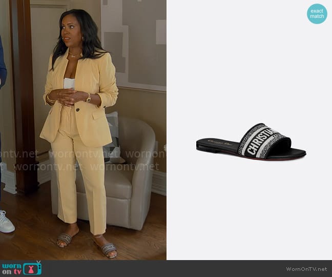 Christian Dior Dway Slide worn by Tricia Lee Riley on Owning Manhattan