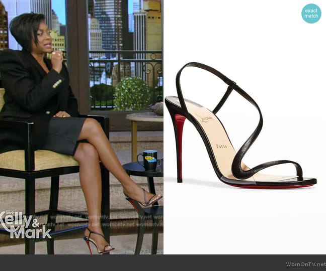 Christian Louboutin Rosalie Leather Red Sole Stiletto Sandals worn by Taraji P. Henson on Live with Kelly and Mark