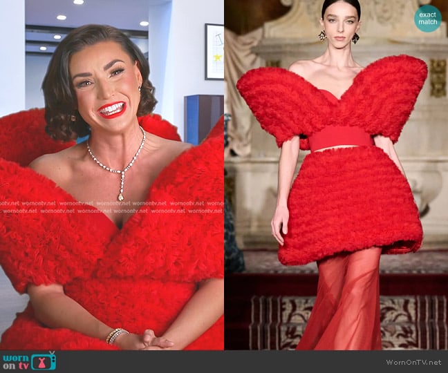 Christian Siriano Structured Red Tulle Top with Structured Red Tulle Skirt worn by Bronwyn Newport on The Real Housewives of Salt Lake City