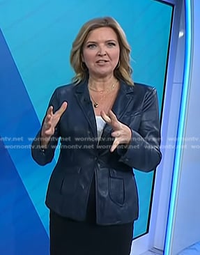 Christine Romans' navy leather blazer on Today