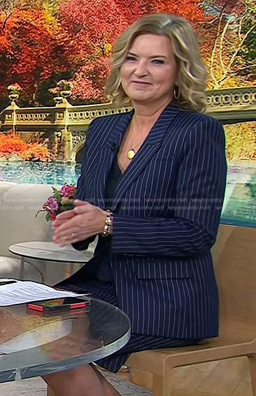 Christine's navy pinstripe blazer and skirt on Today