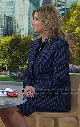 Christine's navy pinstripe blazer and skirt on Today