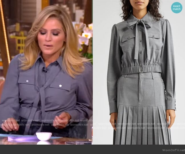 Cinq a Sept Francesca Long-Sleeve Crop Top worn by Sara Haines on The View