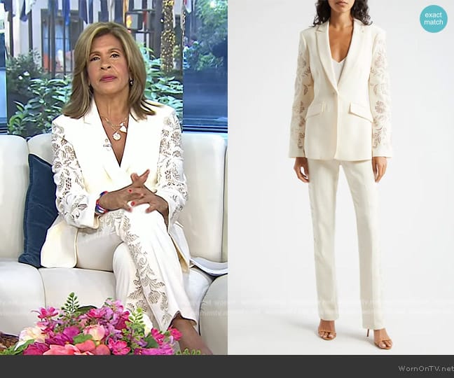 Cinq a Sept Cheyenne Floral Embroidered One-Button Blazer worn by Hoda Kotb on Today