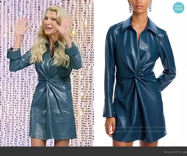 Cinq a Sept McKenna Long Sleeve Faux Leather Dress worn by Joan Vassos on Tamron Hall Show