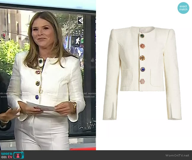 Cinq a Sept Randi Tweed Jacket in Gardenia worn by Jenna Bush Hager on Today