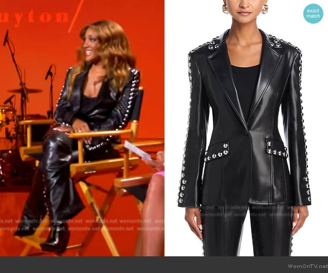 Cinq a Sept Milly Studded Jacket worn by Mickey Guyton on The View