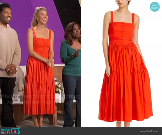 Cinq a Sept Amber Dress in Deep Tangelo worn by Amanda Kloots on The Talk