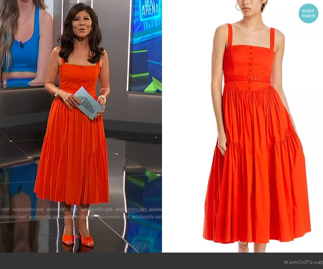 Julie’s red button front dress on Big Brother