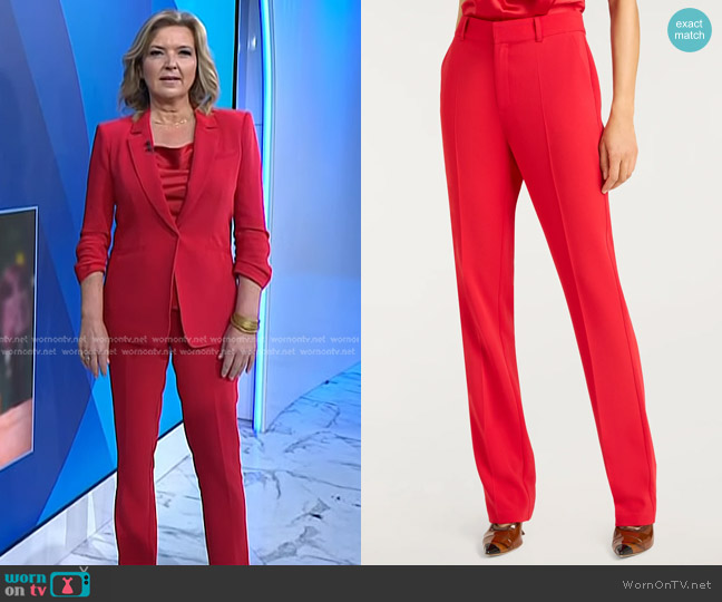 Cinq a Sept Kerry Pant in Candy Apple worn by Christine Romans on Today