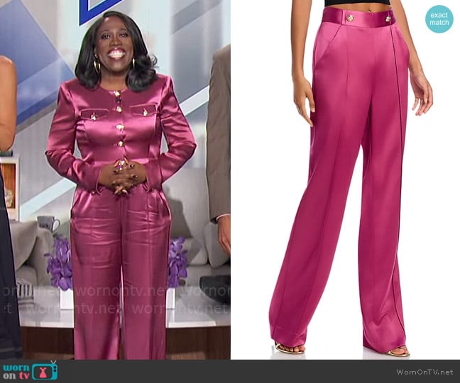 Cinq a Sept Rainer Pants in Dark Ube worn by Sheryl Underwood on The Talk