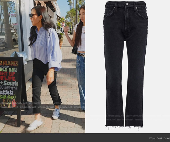 Citizens of Humanity Daphne high-rise straight cropped jeans worn by Katie Ginella on The Real Housewives of Orange County