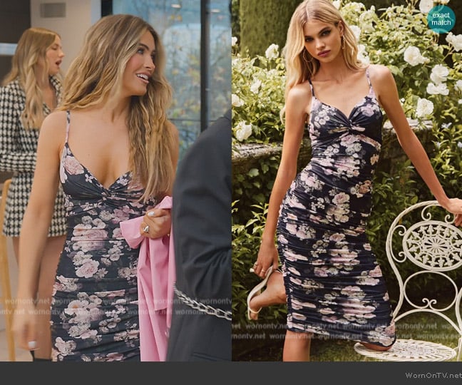 Club L London Ruched Floral Print Dress worn by Chrishell Stause on Selling Sunset