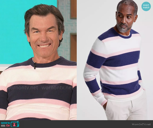 Club Room Printed Stripe Cashmere Sweater worn by Jerry O'Connell on The Talk