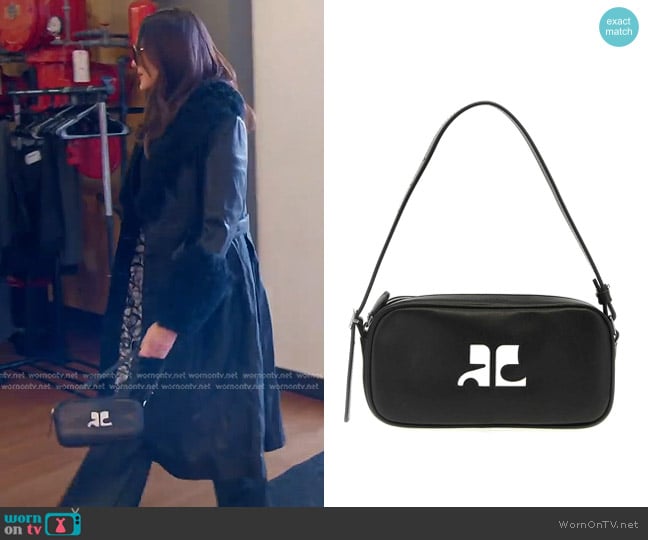 Courrèges Reedition Baguette Bag in Black worn by Meredith Marks on The Real Housewives of Salt Lake City