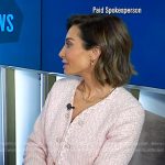 Courtney Lopez’s pink tweed jacket on E! News