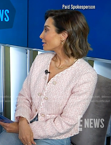 Courtney Lopez’s pink tweed jacket on E! News