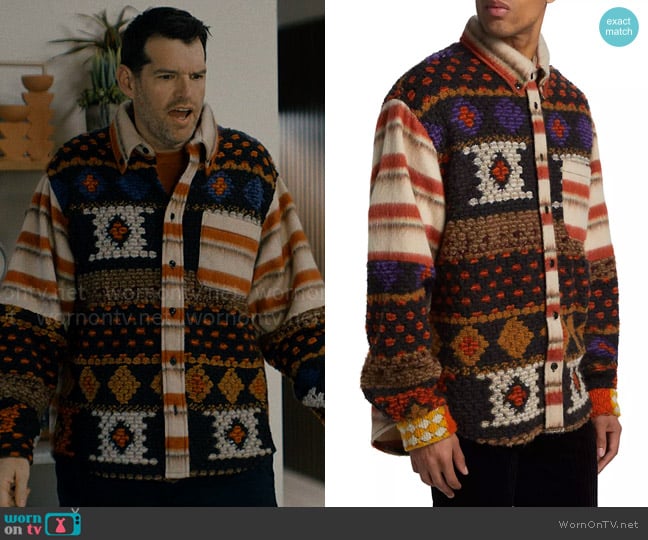 Coût De La Liberté Tommy Hairy Striped Oversized-Fit Shirt worn by Sasha Roklov (Timothy Simons) on Nobody Wants This