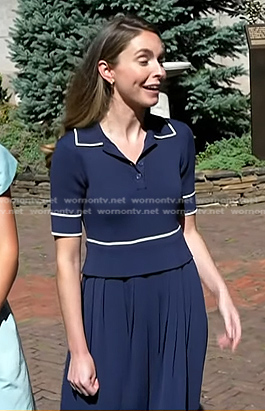 Courtney Toll's navy contrast trim polo dress on Today