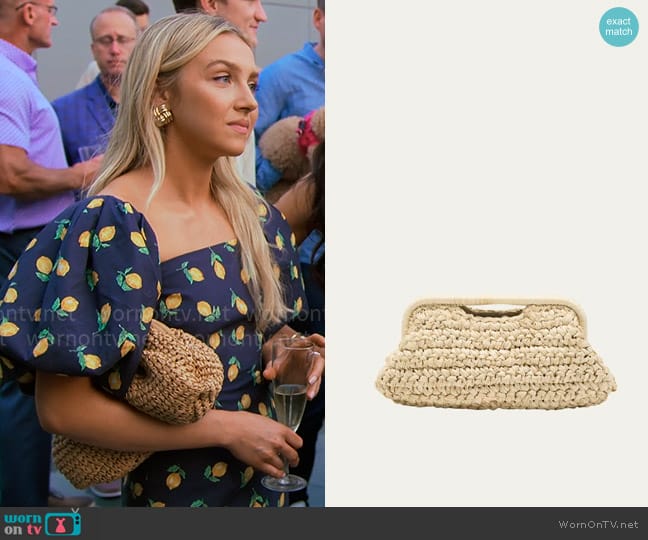 Cult Gaia Aurora Large Raffia Clutch worn by Savannah Gowarty on Owning Manhattan