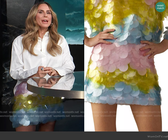 Cynthia Rowley Sequined Colorblock Miniskirt worn by Keltie Knight on E! News