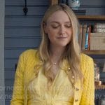 Abby’s yellow dress and cropped cardigan on The Perfect Couple