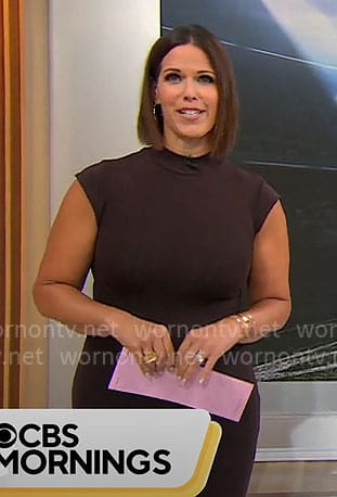 Dana Jacobson’s brown mock-neck dress on CBS Mornings