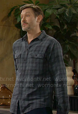 Daniel's dark blue plaid shirt on The Young and the Restless