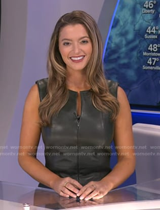 Dani's black zip front leather dress on Good Morning America