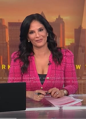 Darlene’s pink plaid cardigan on Today