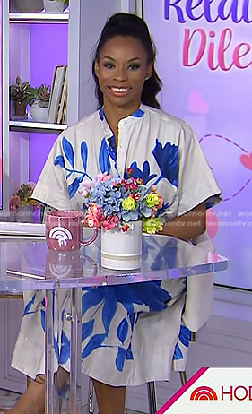 Devyn Simone's white floral poplin dress on Today