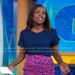 Deborah’s red and blue print skirt on Good Morning America