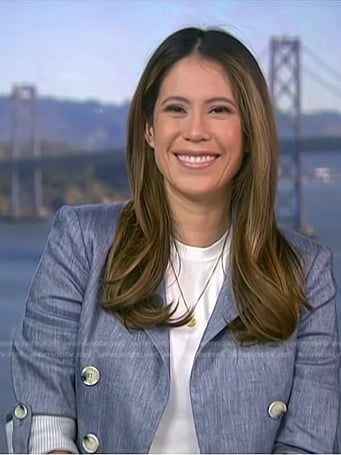 Deirdre Bosa's chambray double breasted blazer on NBC News Daily