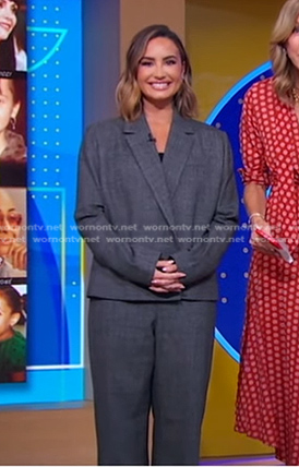 Demi Lovato's grey cropped blazer and pant suit on Good Morning America