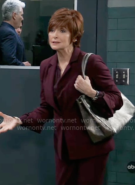 Diane's burgundy blazer on General Hospital