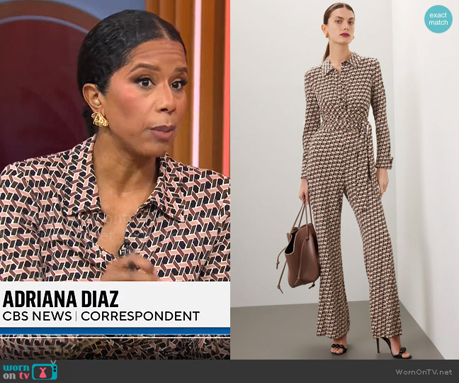 Diane von Furstenberg Michele Jumpsuit worn by Adriana Diaz on CBS Mornings