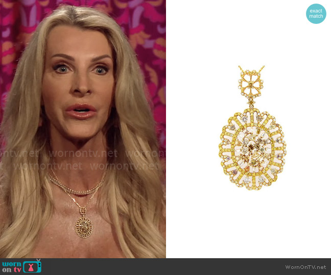 Dilamani Fancy Color Diamond Pendant worn by Joan Vassos on The Golden Bachelorette