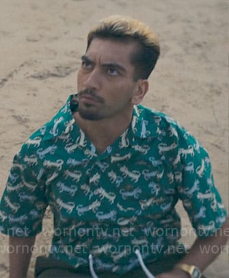 Dionysus's green tiger print shirt on Kaos