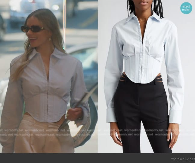 Dion Lee Tuxedo Long Sleeve Corset Shirt worn by Alanna Gold on Selling Sunset