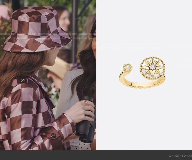 Rose des Vents Ring by Dior worn by Emily Cooper (Lily Collins) on Emily in Paris