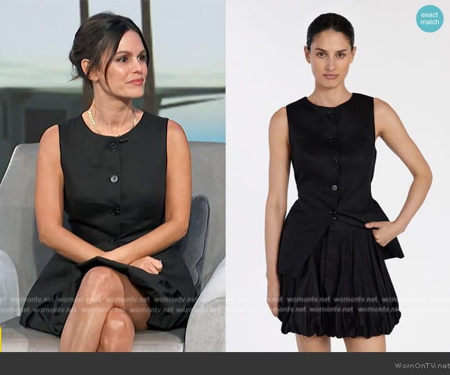 Dissh Alessia Black Linen Vest worn by Rachel Bilson on Access Hollywood