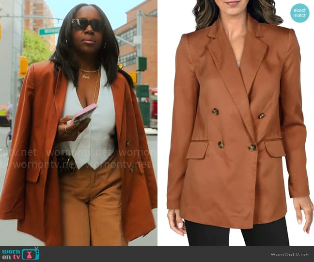 DKNY Boyfriend Double-Breasted Blazer worn by Tricia Lee Riley on Owning Manhattan