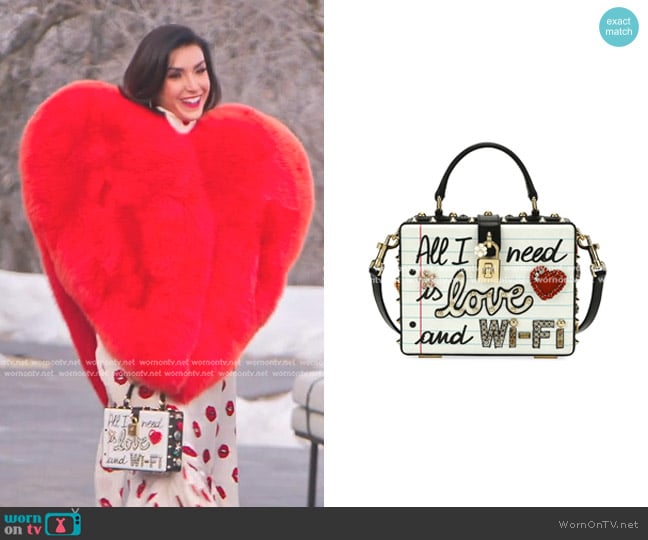 Dolce & Gabbana Dolce Box All I Need is Love & Wi-Fi Bag worn by Bronwyn Newport on The Real Housewives of Salt Lake City