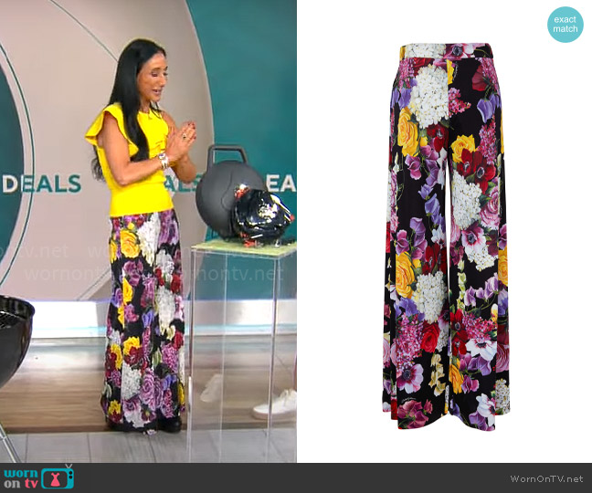 Dolce & Gabbana Floral Wide Leg Pants worn by Elizabeth Werner on CBS Mornings