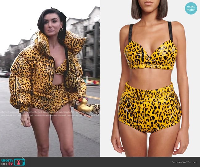 Dolce & Gabbana Leopard-print Faux Leather Bra and Shorts worn by Bronwyn Newport on The Real Housewives of Salt Lake City