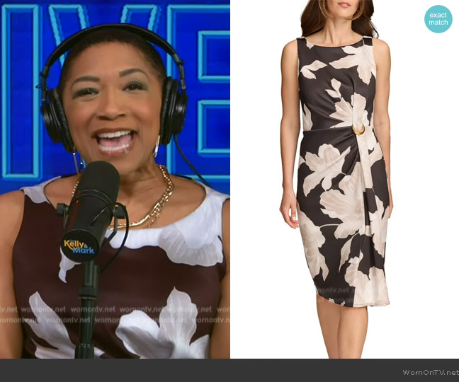 Donna Karan New York Floral Sleeveless Sheath Dress worn by Deja Vu on Live with Kelly and Mark