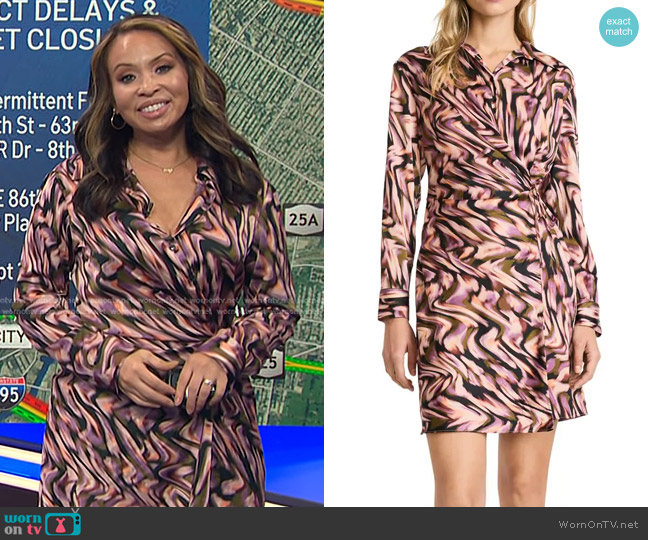 Donna Morgan Long Sleeve Shirtdress in Black/ Shell Pink worn by Adelle Caballero on Today