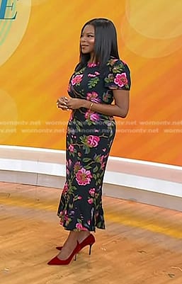 Dr. Michelle Henry's black floral midi dress on Today