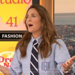 Drew’s plaid wide leg pants and striped tie on The Drew Barrymore Show